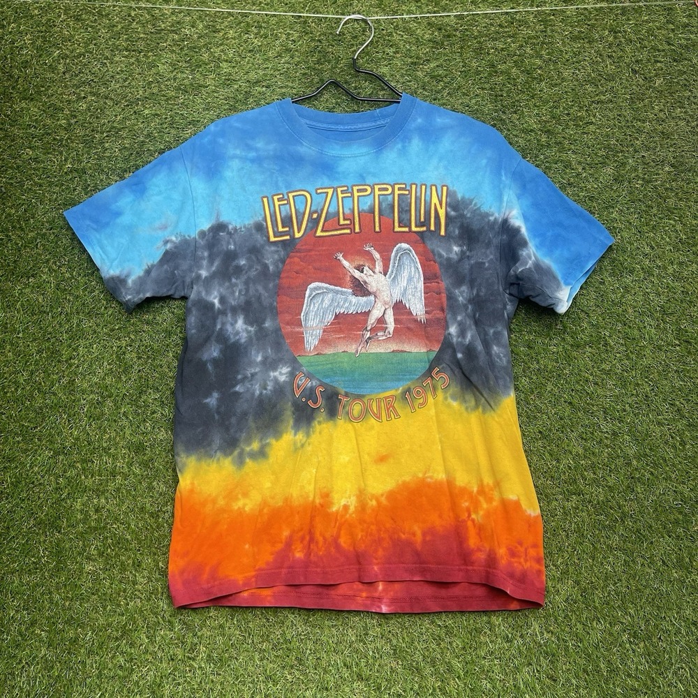 Led Zeppelin Shirt Mens Small Multicolor Tie Dye US Tour 1975 Graphic Tagless